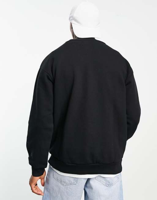 Bershka - Sweatshirt met ronde hals in zwart, 2 van 4