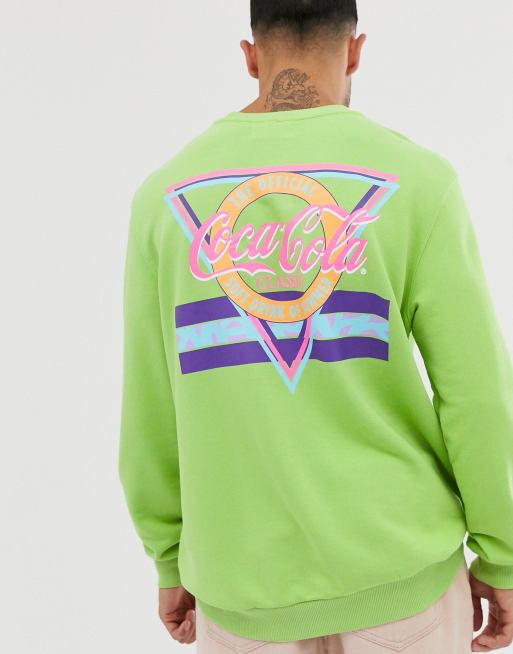 Bershka sweatshirt with Coca Cola print in lime green