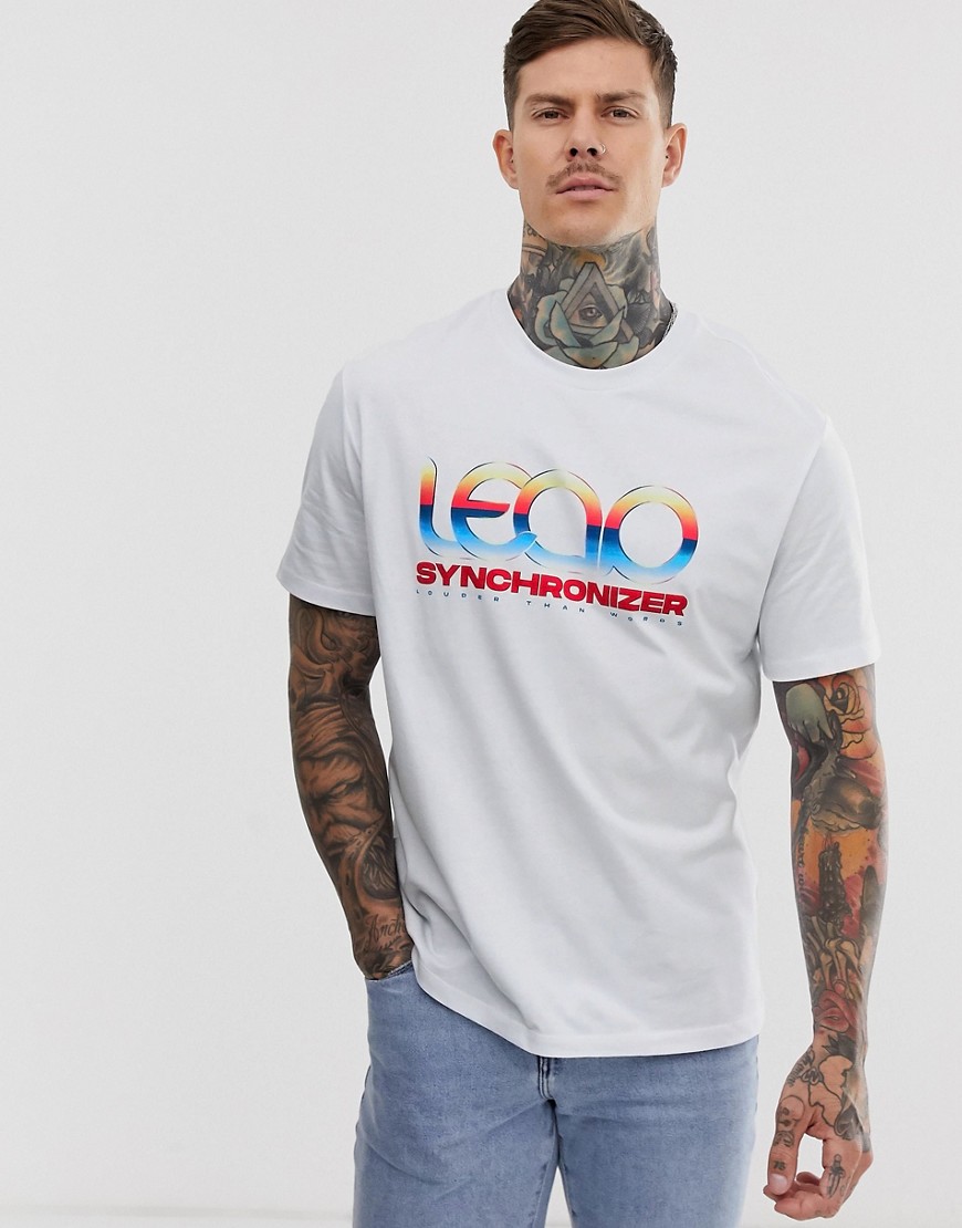 Bershka Synchronizer t-shirt med retroprint i hvid