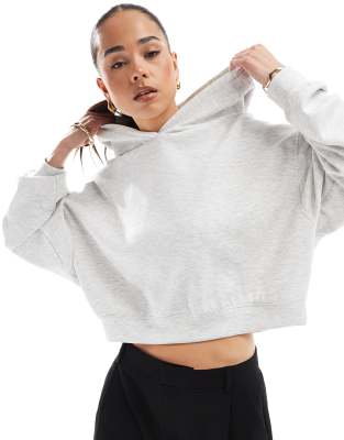 Bershka – Szara melanżowa bluza z kapturem o pudełkowym kroju - view 1