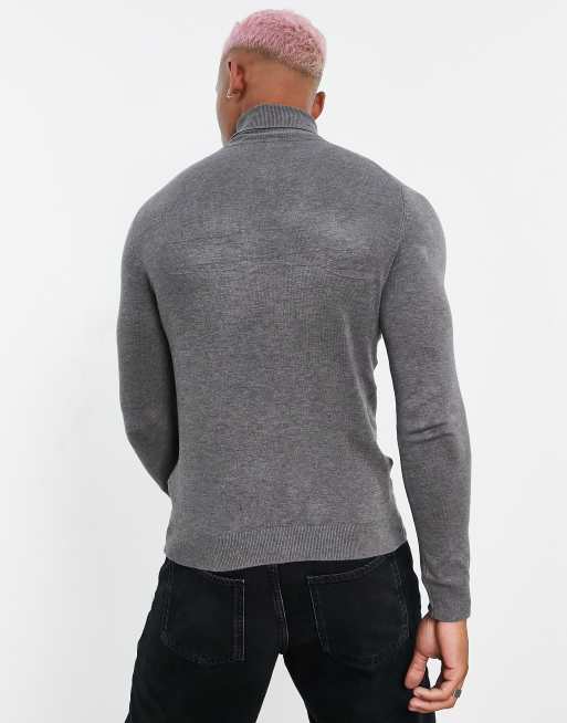 Bershka – Szary golf z cienkiej dzianiny, 3 z 4