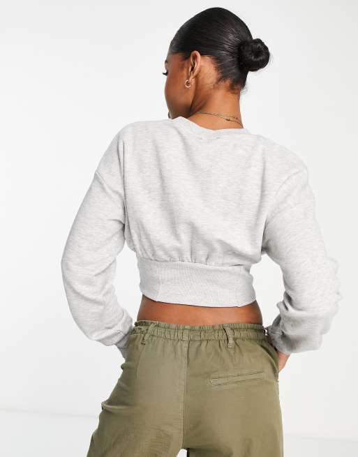 Bershka – Szary gorsetowy sweter o krótkim fasonie, 4 z 4