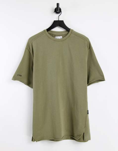 Bershka - T-shirt à bords bruts - Vert délavé - view 1