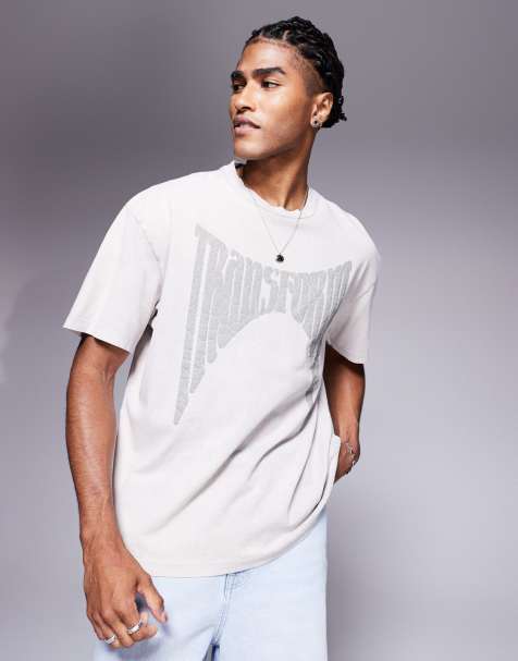 Bershka - T-shirt à imprimé délavé - Gris - view 1