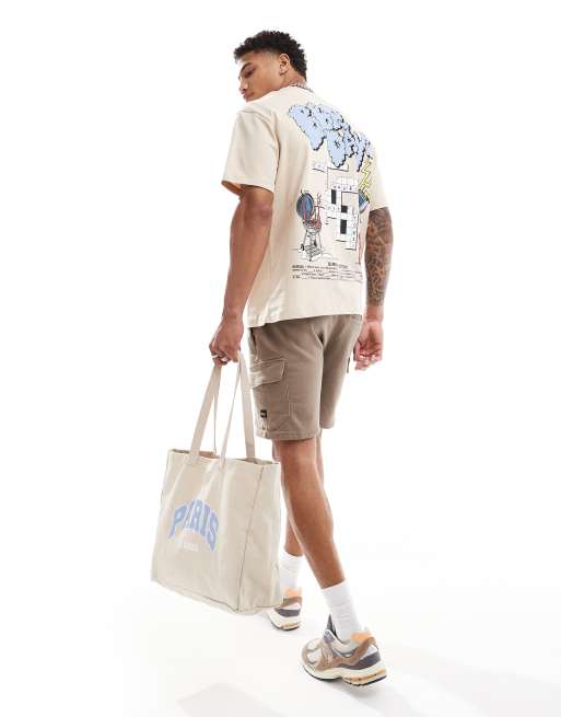 Bershka - T-shirt à imprimé mots croisés au dos - Beige, 3 de 4