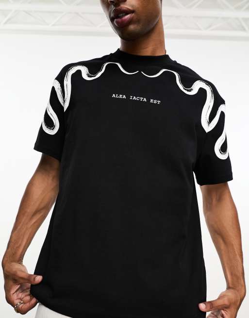 Bershka T shirt imprim peau de serpent Noir