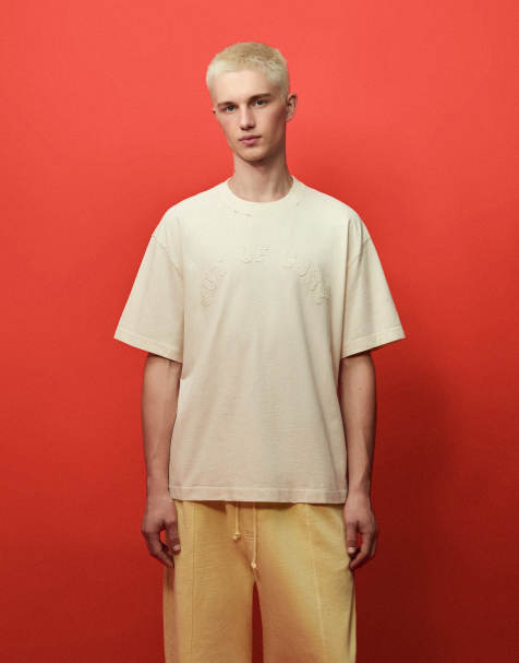 Bershka t-shirt à manches courtes avec patch Core en écru - view 1