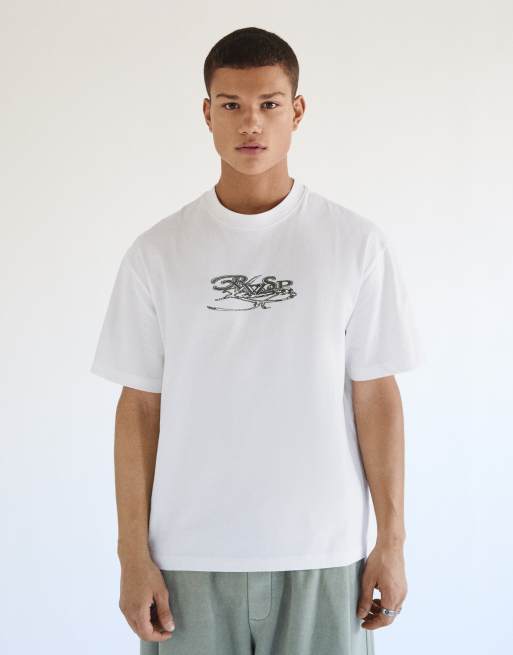 Bershka - T-shirt à manches courtes coupe carrée - Blanc, 3 de 5