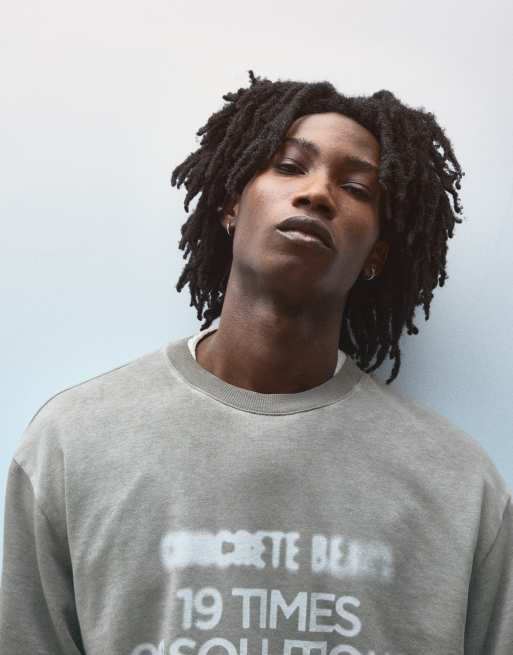 Bershka T-shirt à manches courtes effet délavé avec imprimé polaire en gris, 3 de 7