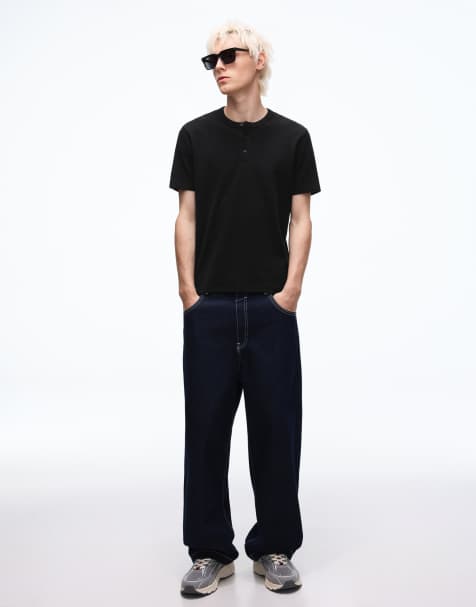 Bershka - T-shirt à manches courtes en maille gaufrée - Noir - view 1