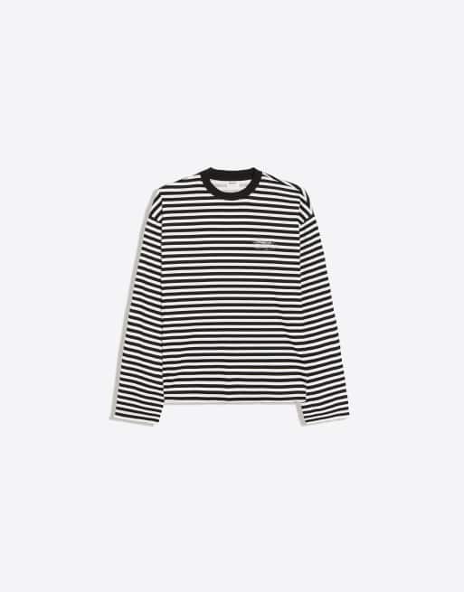 Bershka t-shirt à manches longues à rayures blanc, 6 de 6
