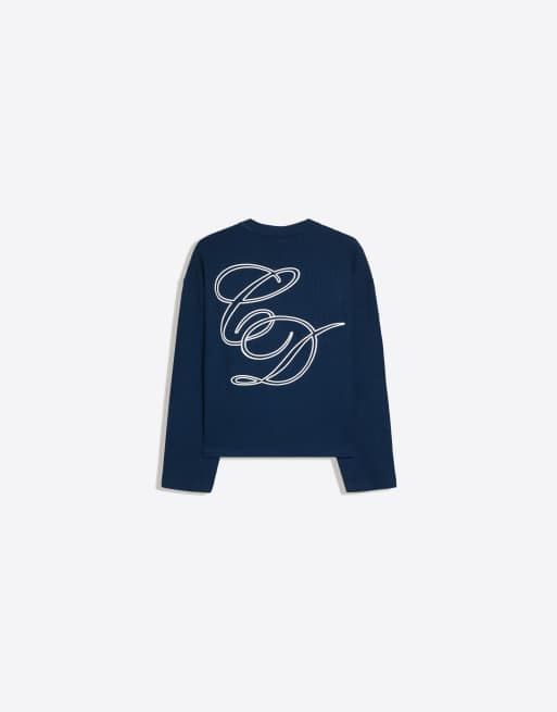 Bershka t-shirt à manches longues côtelé bleu marine, 6 de 6