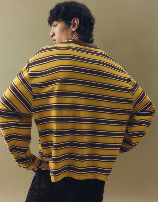 Bershka - T-shirt à manches longues et imprimé rétro - Jaune clair