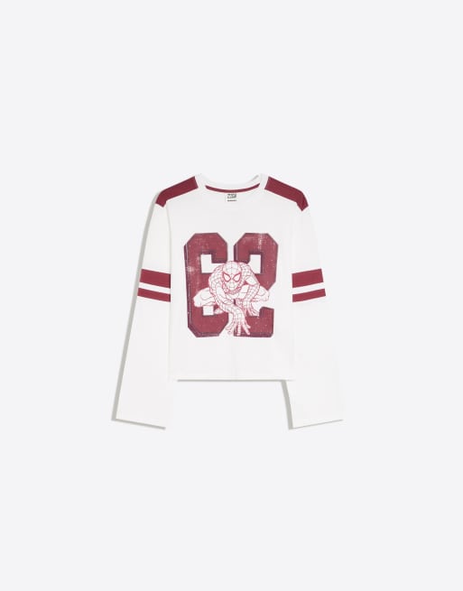 Bershka t-shirt à manches longues Spider-Man imprimé blanc, 6 de 6
