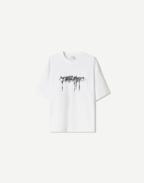 Bershka - T-shirt a maniche corte bianca con stampa - view 1