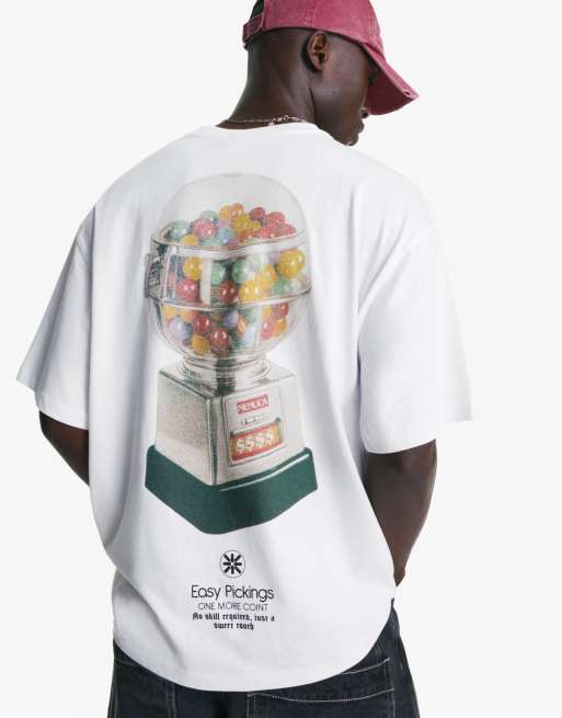 Bershka - T-shirt a maniche corte bianca con stampa