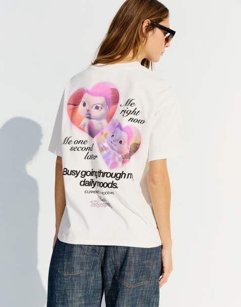Bershka - T-shirt a maniche corte bianca con stampa - view 1
