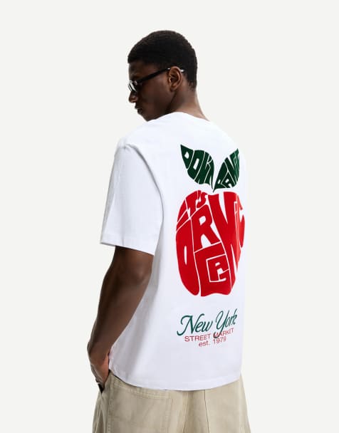 Bershka - T-shirt a maniche corte bianco carta con stampa - view 1