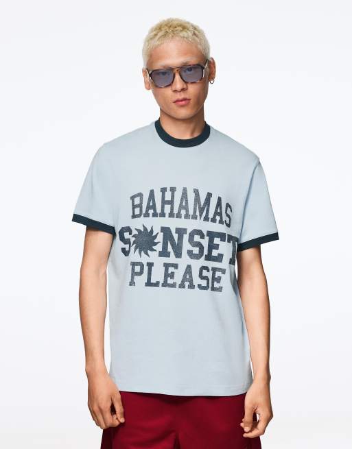 Bershka - T-shirt a maniche corte color blu denim
