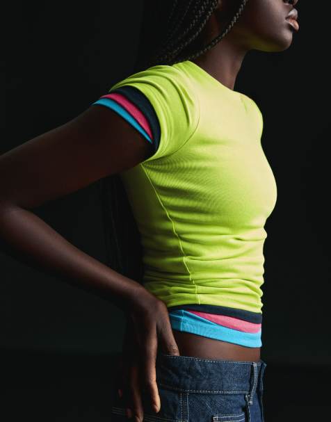 Bershka - T-shirt a maniche corte girocollo color lime - view 1