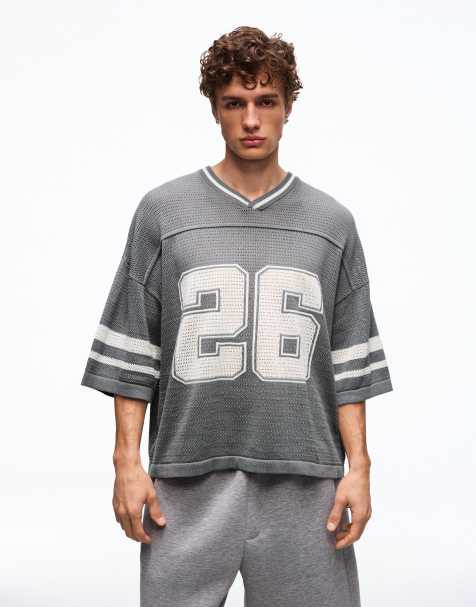 Bershka - T-shirt a maniche corte grigia con stampa - view 1