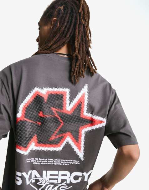 Bershka - T-shirt a maniche corte grigio slavato con stampa - view 1
