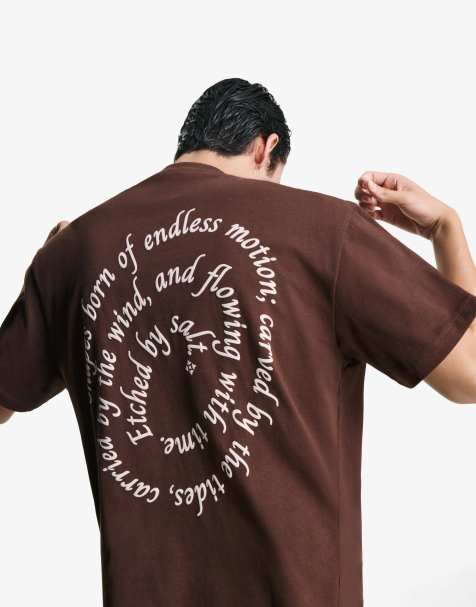 Bershka - T-shirt a maniche corte marrone con stampa - view 1