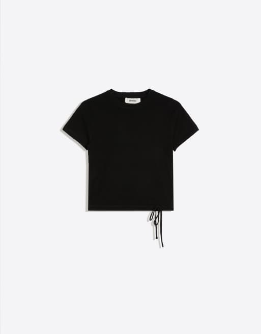 Bershka - T-shirt a maniche corte nera con scollo rotondo, 5 di 5