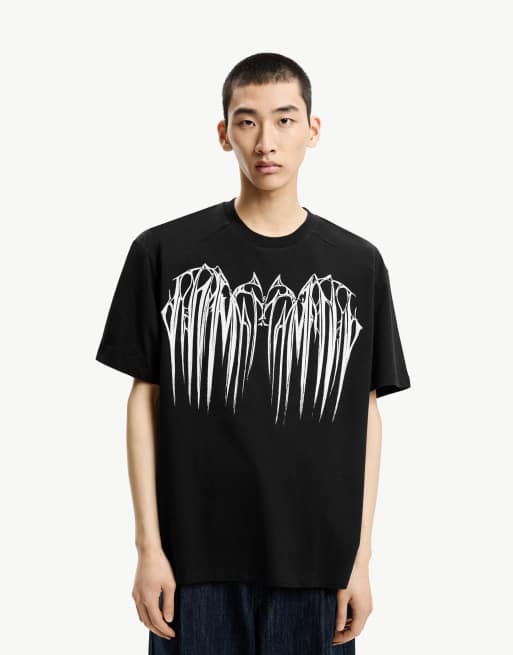 Bershka - T-shirt a maniche corte nera con stampa