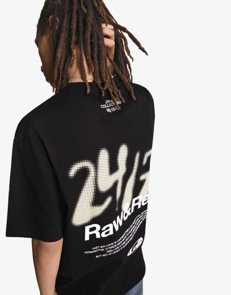 Bershka - T-shirt a maniche corte nera con stampa - view 1