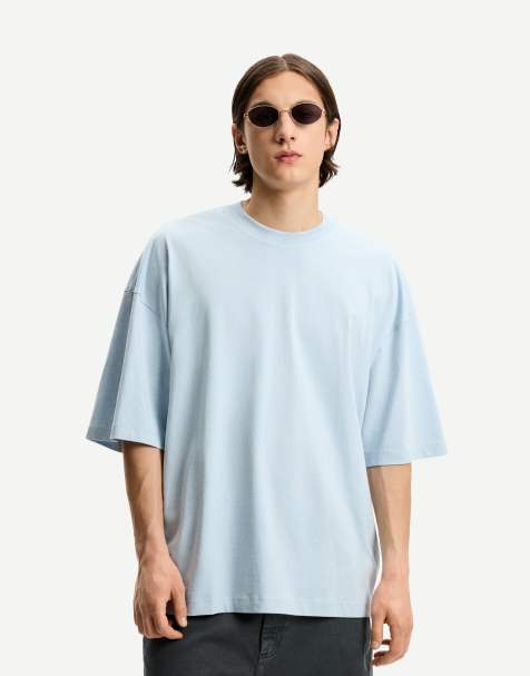 Bershka - T-shirt a maniche corte oversize blu chiaro - view 1