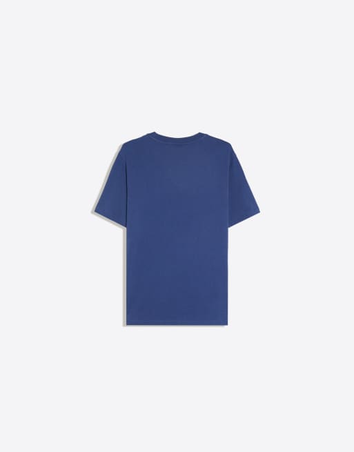 Bershka T-shirt a maniche corte regular con stampa blu, 6 di 6