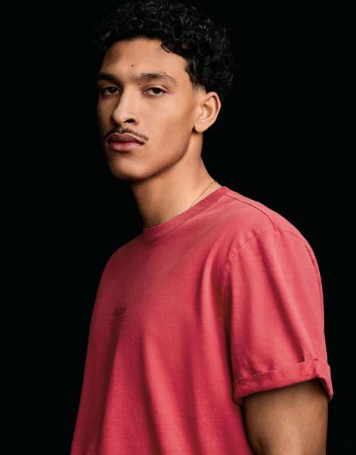 Bershka - T-shirt a maniche corte rossa con stampa e maniche risvoltate, 3 di 4