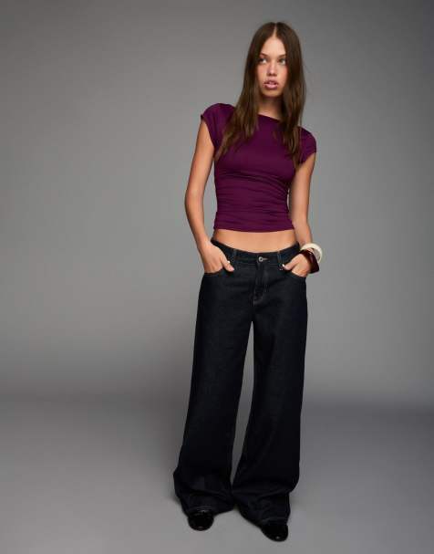 Bershka - T-shirt a maniche corte viola in poliammide - view 1