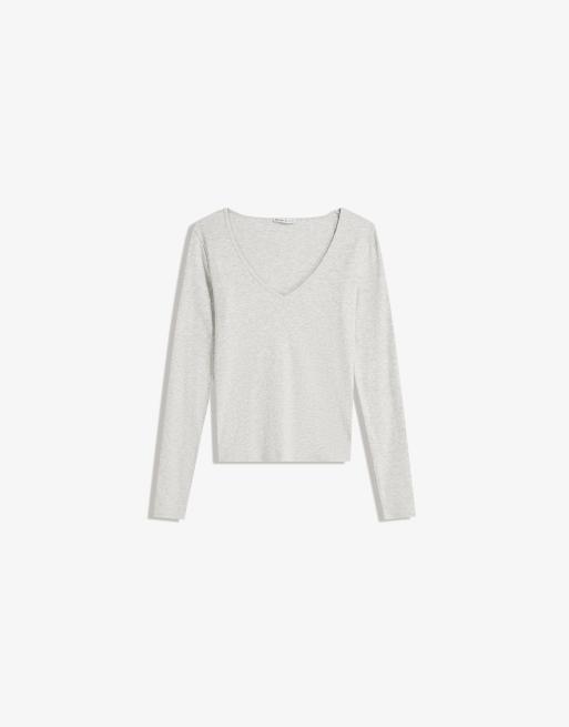 Maglia sottogiacca donna maniche lunghe scollo a V v t-shirt manica lunga Calda