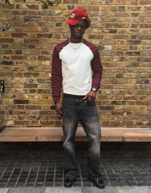 Bershka T-shirt a maniche lunghe raglan nera, 4 di 5