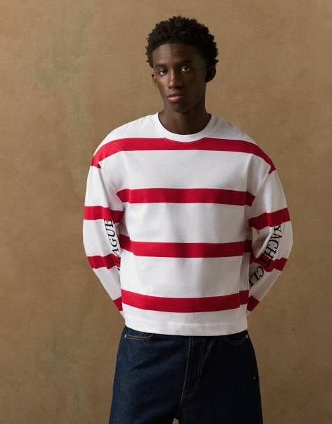 Bershka - T-shirt a maniche lunghe rossa con stampa - view 1