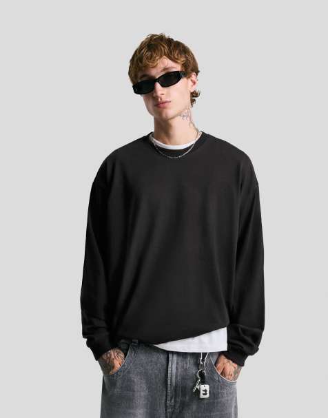 Bershka - T-shirt a maniche lunghe squadrata nera - view 1