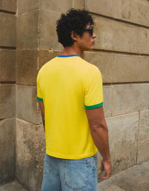 Bershka - T-shirt ajusté à imprimé Brazil - Jaune, 4 de 4
