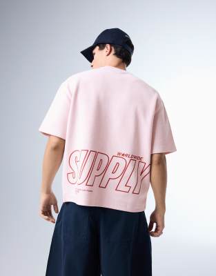 T-Shirt aus Fleece in Rosa mit Print Rosa S