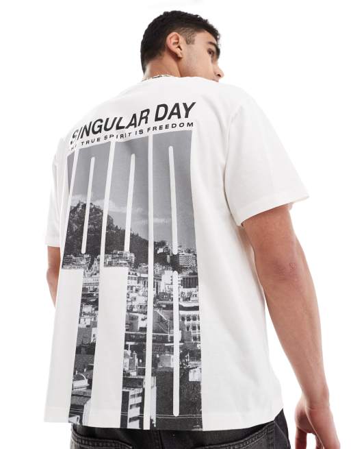 Bershka - T-shirt avec imprimé 1998 au dos - Blanc