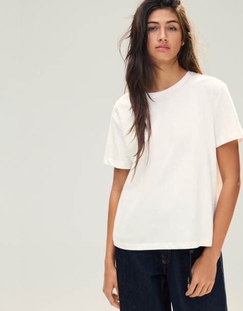 Bershka - T-shirt basique à manches courtes - Blanc - view 1