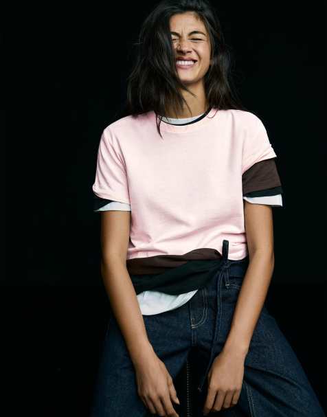 Bershka - T-shirt basique à manches courtes - Rose - view 1