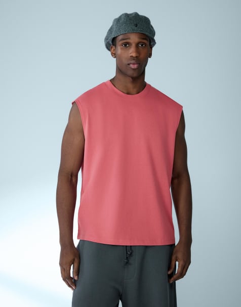 Bershka - T-shirt basique sans manches - Rouge - view 1