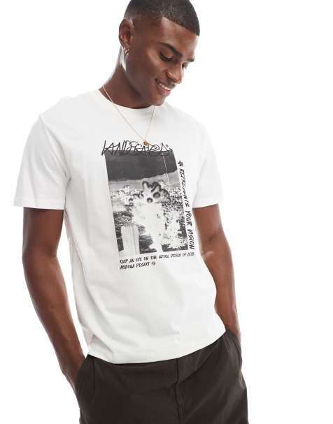 Bershka - T-shirt bianca con stampa di ambiente esterno sul davanti - view 1