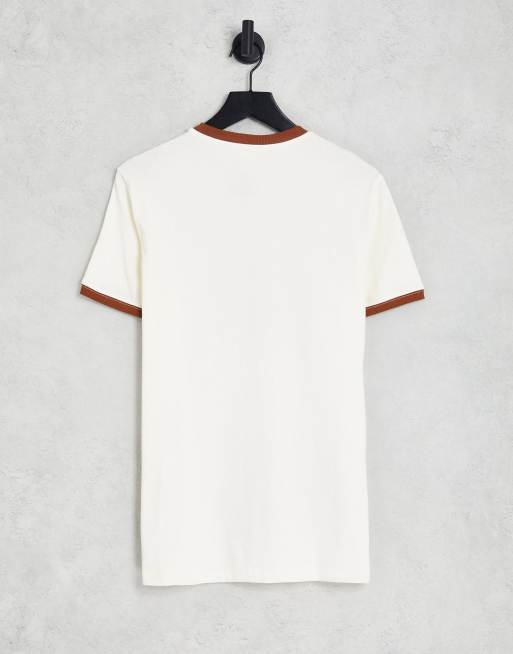 Bershka - T-shirt bianca con stampa Love e bordi a contrasto, 2 di 4