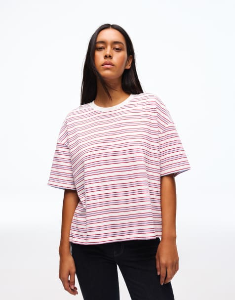 Bershka - T-shirt bianca squadrata con stampa - view 1