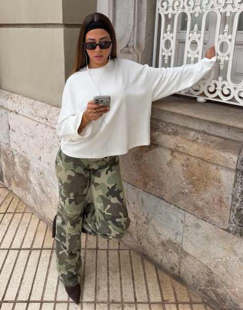 Bershka t-shirt boxy a maniche lunghe bianca - view 1