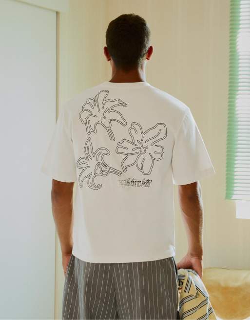 Bershka - T-shirt brodé à manches courtes - Blanc, 3 de 4