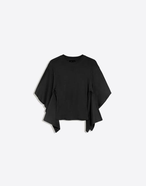Bershka t-shirt cape à manches courtes noir, 5 de 5